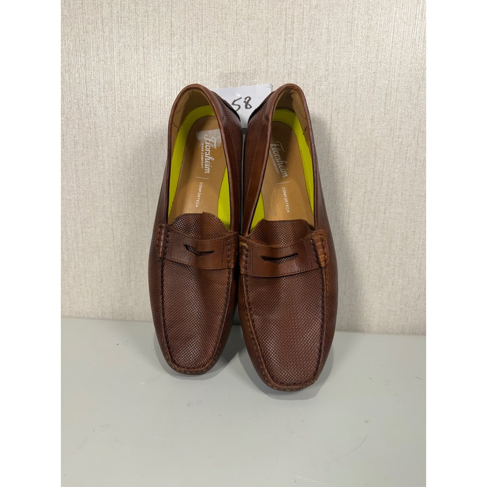 Florsheim Comfortech Mens Brown Leather Textured Penny Loafers 13M 13411-221